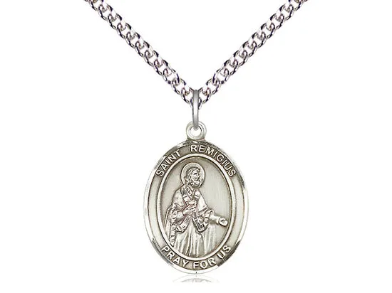 Saint Remigius Of Reims Silver Pendant And Chain