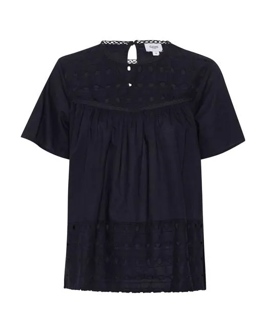 Saint Tropez Fraja Top Black Broderie Anglais