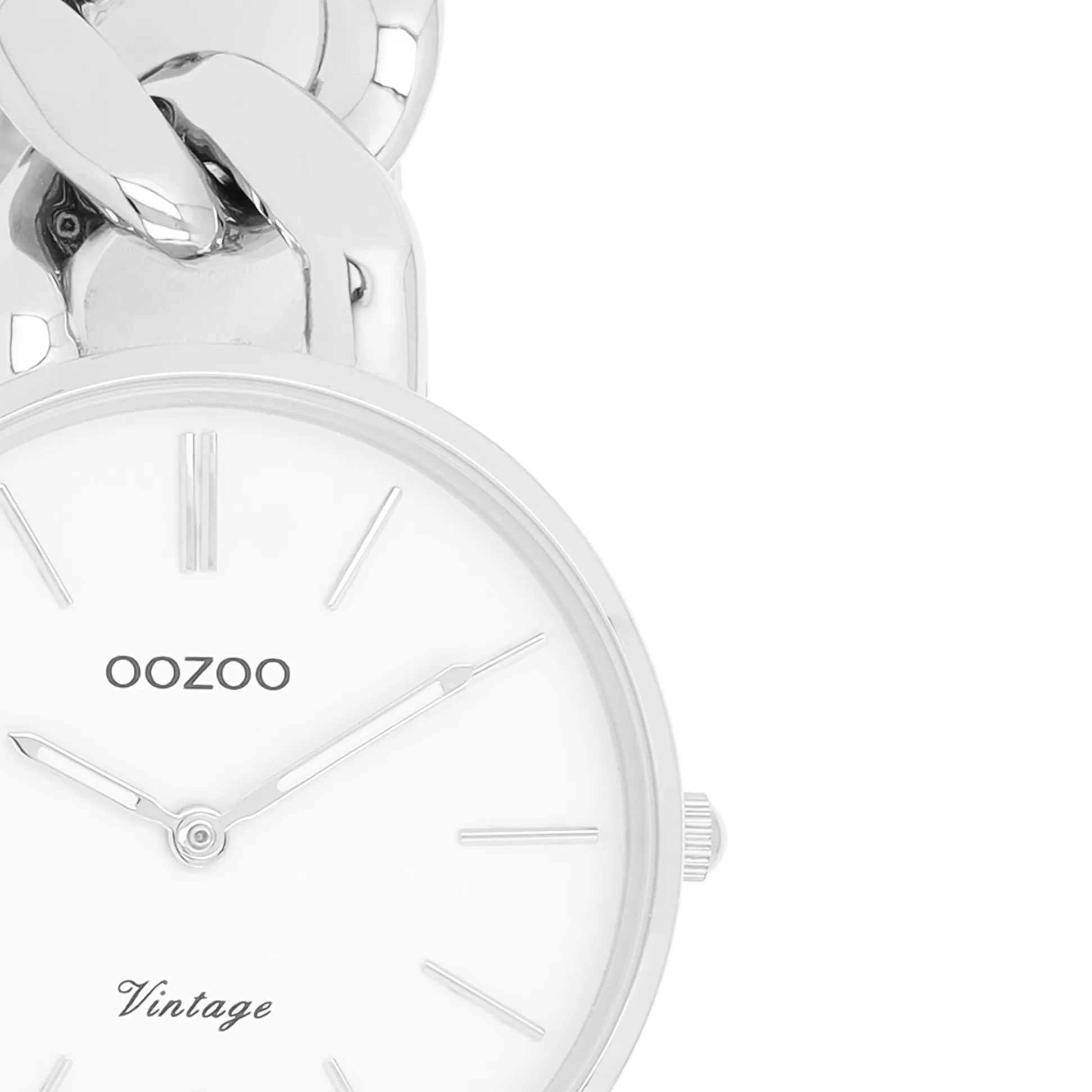 Silver coloured OOZOO watch with silver coloured chunky chain bracelet - C20355