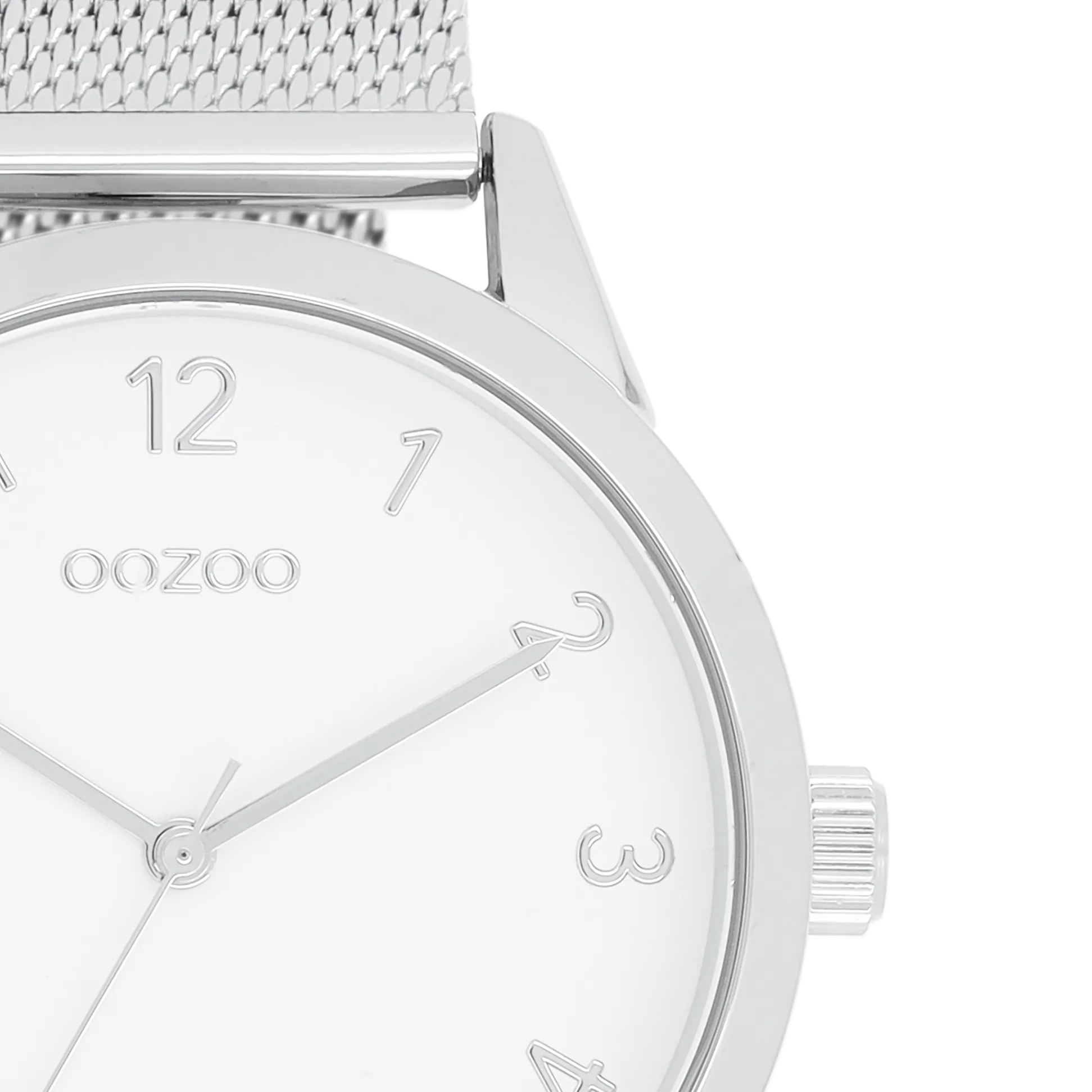 Silver coloured OOZOO watch with silver coloured metal mesh bracelet - C11320