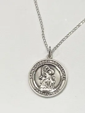 St. Gabriel The Archangel Silver Medal With 18 Inch Chain Religious