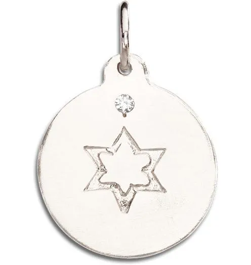 Star of David Disk Charm With Diamond