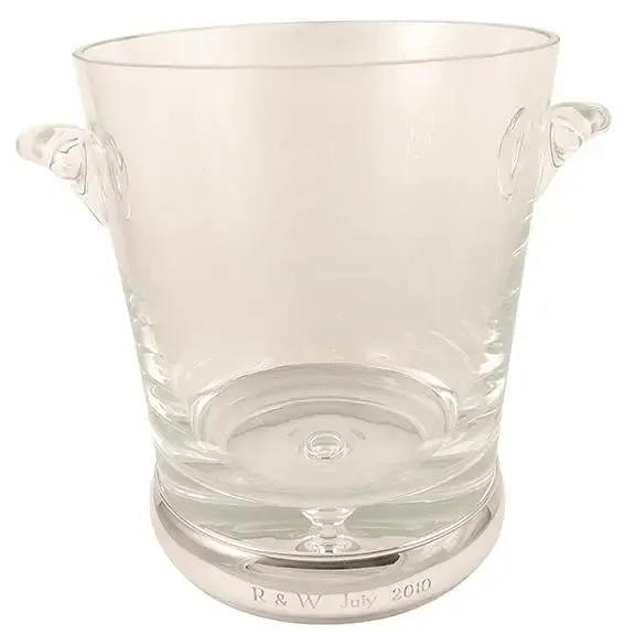 Sterling Silver and Krosno Glass Wine Cooler / Ice Bucket Engraved