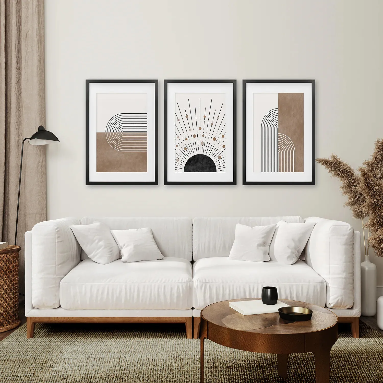 Trendy Mid Century Style Set of 3 Prints. Boho Art