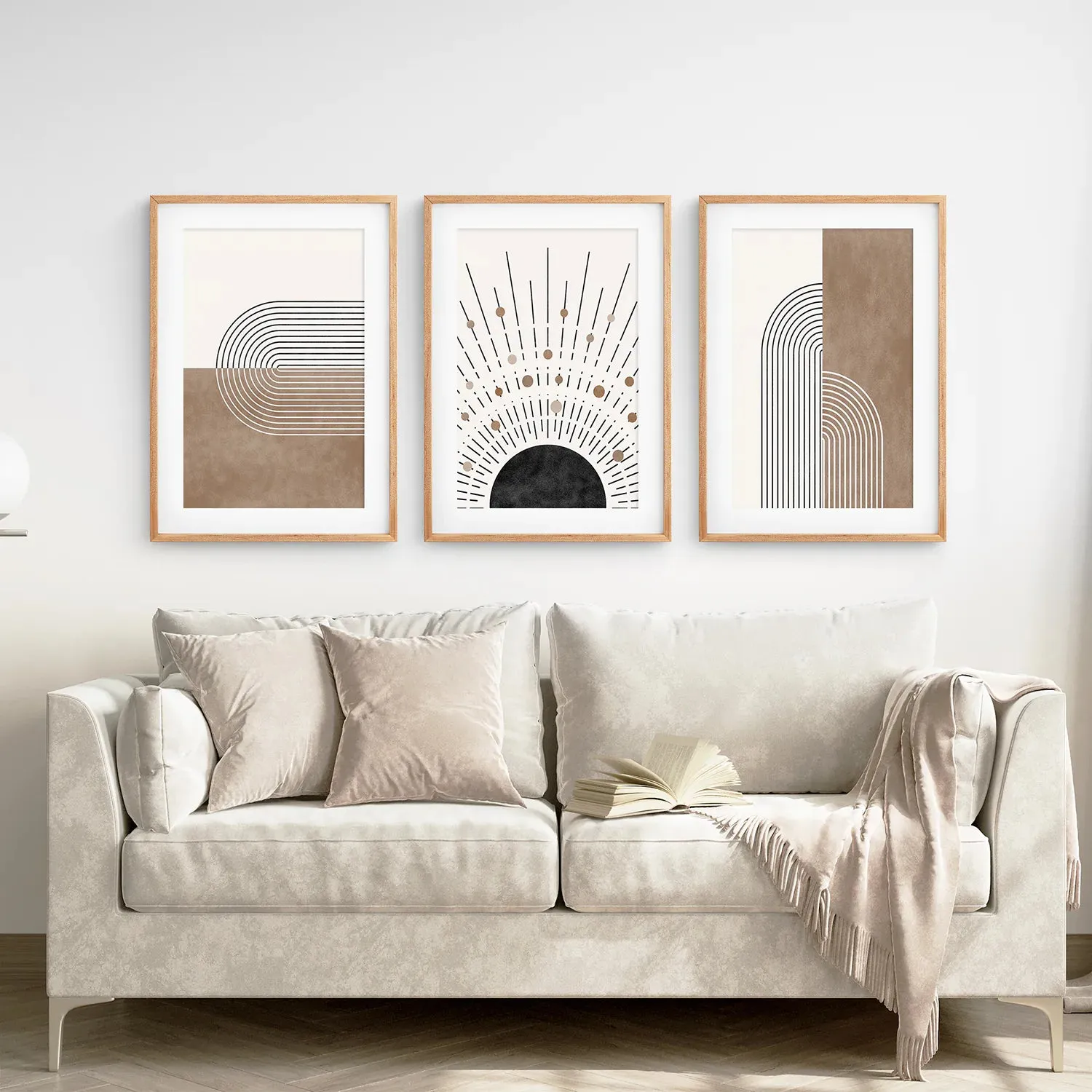 Trendy Mid Century Style Set of 3 Prints. Boho Art